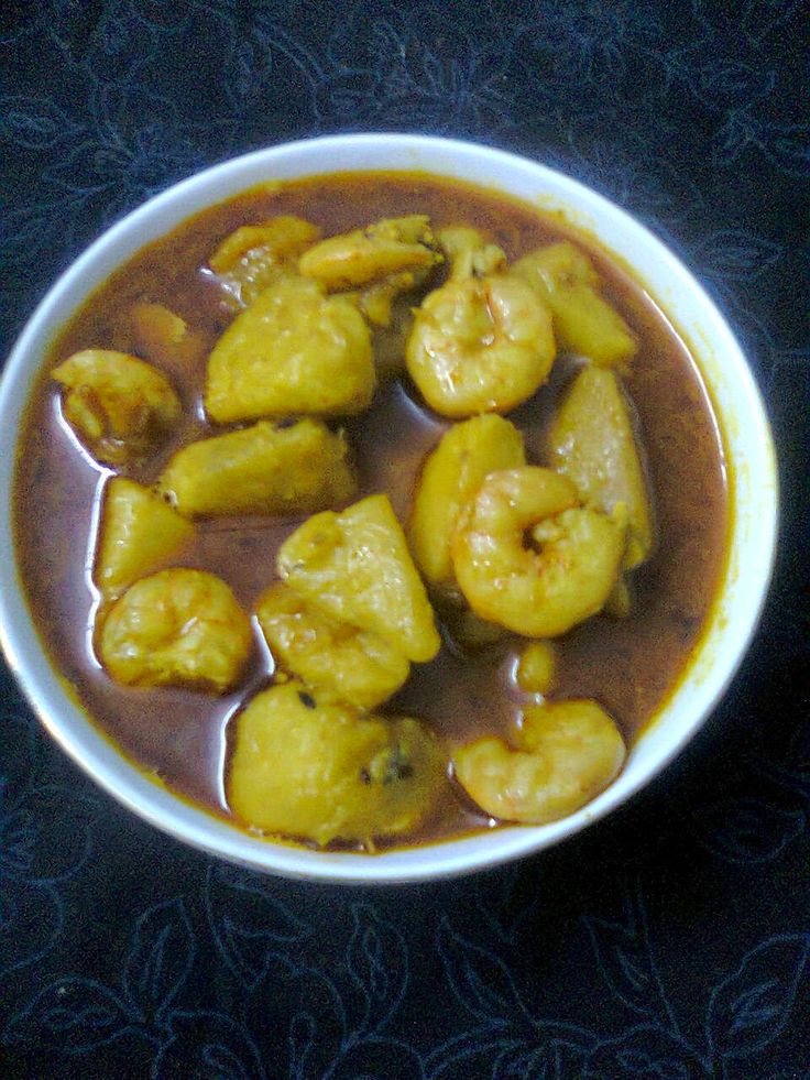 কাঁচা কলা চিংড়ি দিয়ে